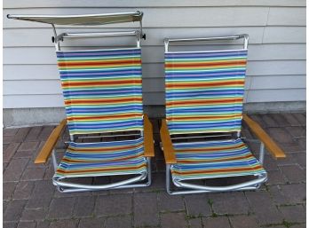 Aluminum Frame Folding Beach Chairs - 2 Total