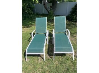 Outdoor Aluminum Mesh Back Lounge Chairs - 2 Total
