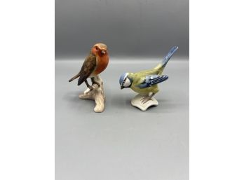 Goebel Blue Titmouse / Robin Porcelain Hand Painted Figurines - 2 Total