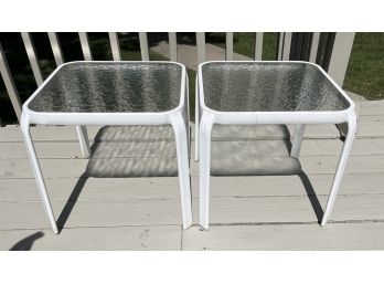 Outdoor Glass-top End Tables - 2 Total