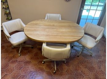 John Boos Natural Maple Butcher Block Kitchen Table With 4 Cushioned Swivel Chairs