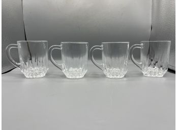 Arcoroc Cut Glass Drinking Mugs - 6 Total