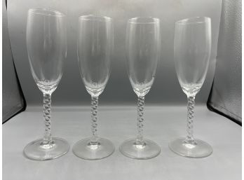 Champagne Fluted Drinking Glasses - 4 Total