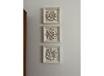 Floral Pattern Resin Panel Wall Art - 4 Panels Total