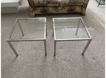 Metal Frame Glass Top End Tables - 2 Total