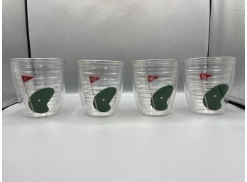 Plastic Golf Pattern Drinking Cups - 4 Total
