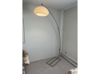 Mid Century Metal Frame Arc Floor Lamp With Plastic Dome Shade
