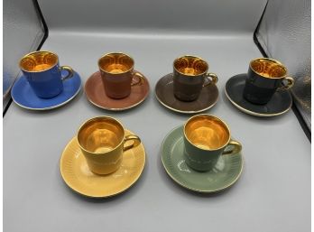 Vintage Figgjo Flint Norway Demitasse/ Espresso Cups / Saucer Set - 6 Total