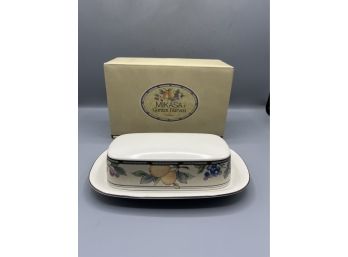 Mikasa Garden Harvest Pattern Butter Dish - Box Included