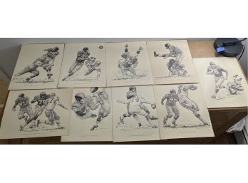 Robert Riger 1959-1960 Shell Oil New York Giants Football Prints - 9 Total