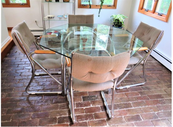 Kitchen Table With 4 Arm Chairs Glass/Chrome  Chairman Company