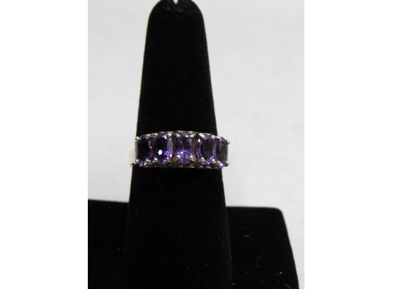 Sterling Silver Amethyst Ring - Size 8