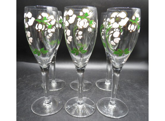 Hand Painted Champagne Glasses - Set Of 6 In Original Box