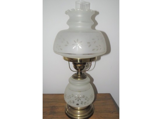 Etched Glass Shade Hurricane Table Lamp
