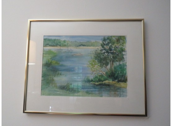 Signed Watercolor 'cold Spring Harbor, NY' Framed Painting