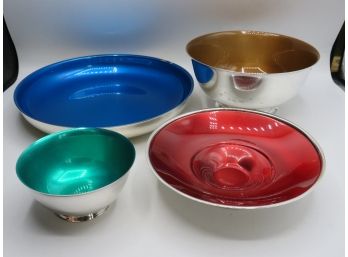 Oneida Silversmiths & Reed & Barton Silver-plated/enameled Bowls - Assorted Set Of 4