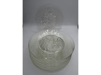 Fruit/grape Motif Glass Plates - Set Of 8