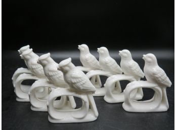 Ardalt Fine Porcelain Sparrow & Blue Jay Napkin Rings - Set Of 8