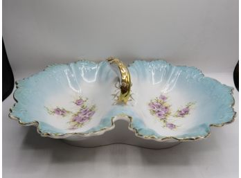 Floral Double Sided Serving Porcelain Handled Bowl