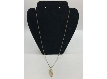 24K Gold Bound Chain With With Clear Stone Pendant