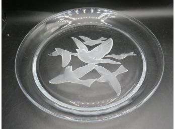 Sasaki Crystal Frosted Doves Round Platter