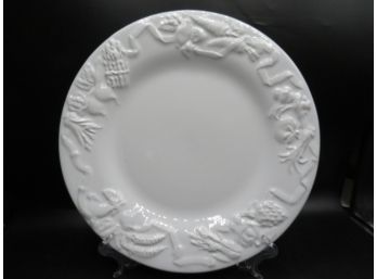 Ceramic Plates With Vegetable Motif, Made In Portugal - Set Of 12
