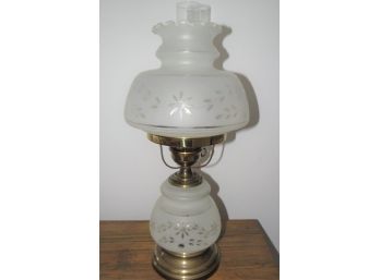 Etched Glass Shade Hurricane Table Lamp
