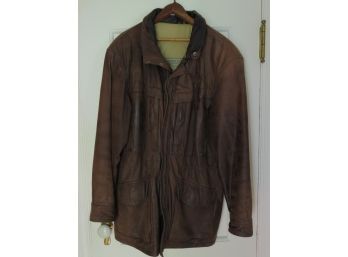 Mirage Genuine Brown Leather Jacket - Size 42