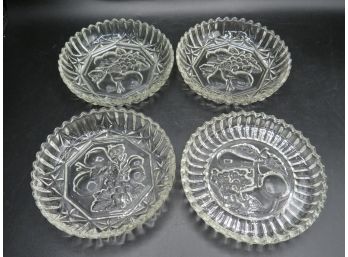 Federal Glass 'pioneer' Embossed Fruit Center With Sawtooth Edge Bowls - Set Of 4