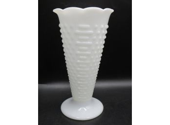 Hobnail Milk Glass Footed Vase