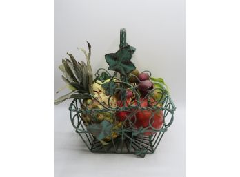 Decorative Basket With Artificial Fruit