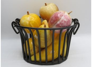 Metal Basket With 8 Stone Assorted Fruits
