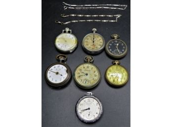 Pocket Watches  & Chains - Assorted Set Of 7