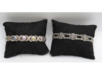 Sterling Silver Marcasite Bracelets - Set Of 2