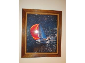 Phil Wallick Ocean Boating Seascape Scenic Wall Decor Wooden Framed Poster