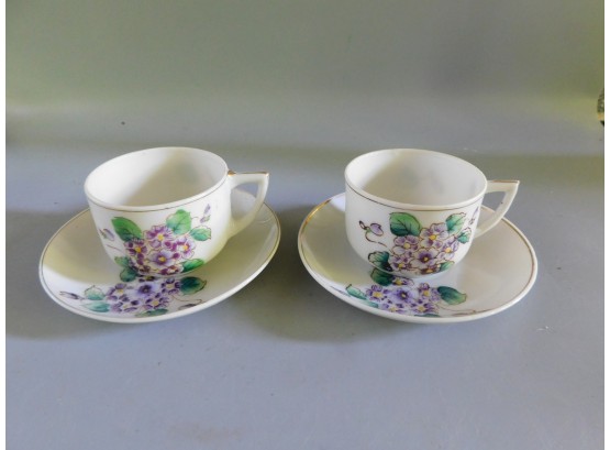 Porcelain Floral Pattern Demitasse Set - Made In Occupied Japan
