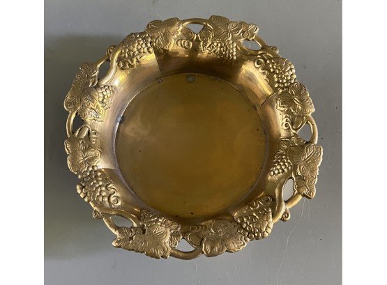 Solid Brass Grapevine Pattern Bowl