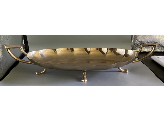 Polished Brass Footed Serving Bowl With Handles