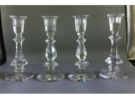 Cut Glass Candlestick Holders- 4 Total