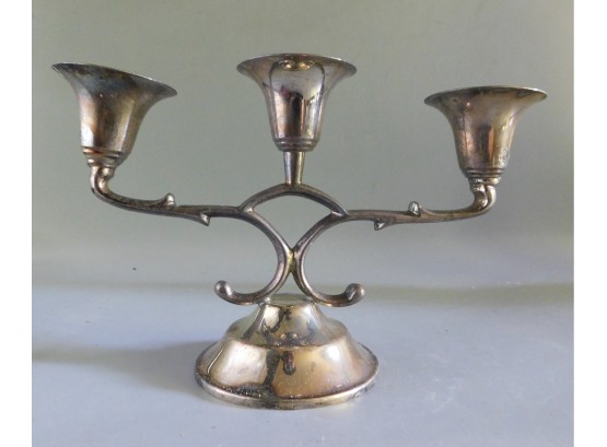 Silver Plated 3 Arm Candlestick Holder - Made In Mexico
