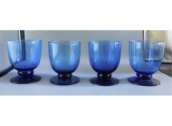 Blue Glass Drinking Goblets - 8 Total - Made In Mexico