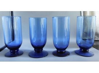 Set Of 8 Blue Drinking Glasses - Made In Mexico