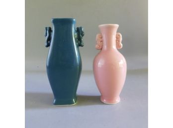 Mini Hand Painted Ceramic Bud Vases - 2 Total