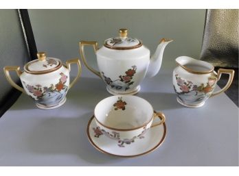 Lanbrocomp Asian Inspired Porcelain Tea Set Of 14 Total - Made In Japan