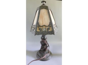 Vintage Slag Panel Table Lamp