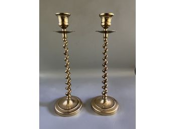 CM Brass Swirl Style Candlestick Holders - 2 Total