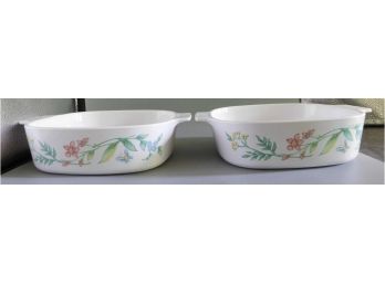 Corning Ware Floral Pattern Baking Dishes - 2 Total