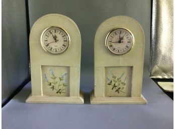 Decorative Framed Floral Pattern Battery Operated Quartz Table Clocks - 2 Total