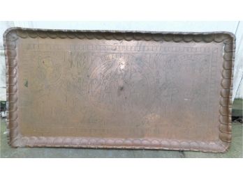 Vintage Copper Engraved Egyptian Style Coffee Table Top