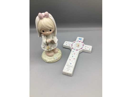 Precious Moments This Day Has Been Made In Heaven Figurine & Celebrating Gods Gift Cross, 2 Piece Lot